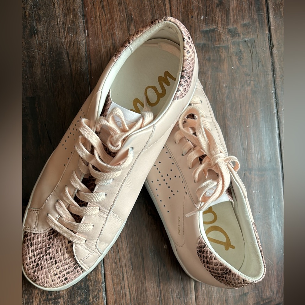 Sam Edelman Aubrie women’s sneaker sz 9.5 pink | snakeskin print